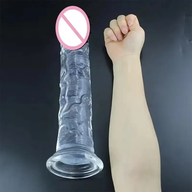 Cheap Women Erotic Anal 5 Colors Big Transparent Dildo Suction Cup Jelly Dick Sex Toys Soft Clitori Vaginal Masturbators Penis