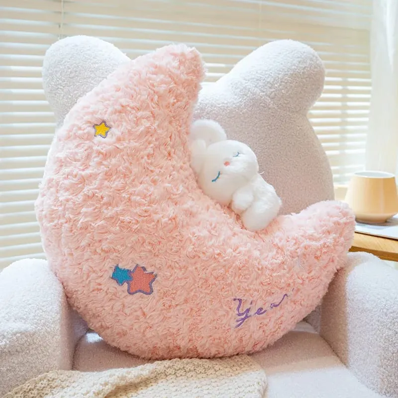 45cm Kawaii Pillow Rabbit Cartoon Star Moon Pillow Cushion Creative Happiness Soft Family Plush Toy Sofa Home Decor Plush Pillow