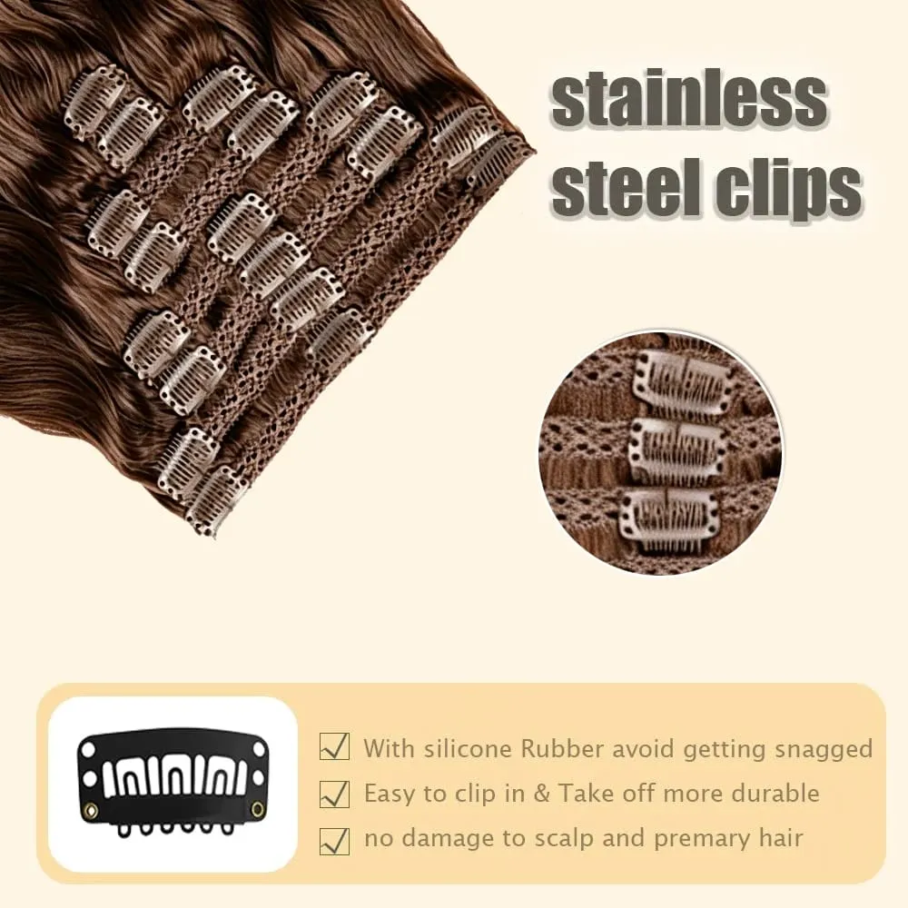 #4 Body Wave Clip In Hair Extensions 100% Real Human Hair Chocolate Brown Clip In Human Hair Extensions 120g/8pcs For Woman