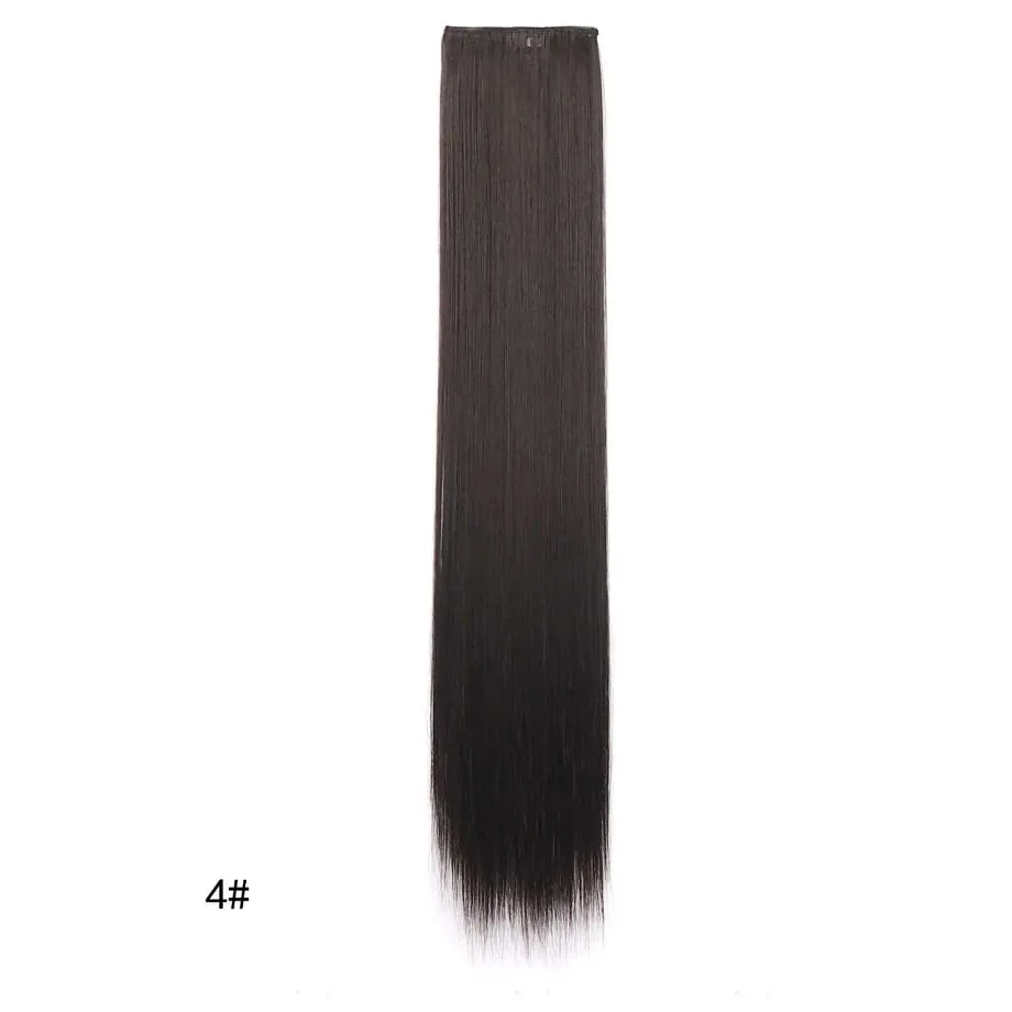 Clip in Hair Extension for Women - 3 Pcs Thick Double Weft Long Straight Soft Synthetic Blends Well Hair Extension 20inch Dark B