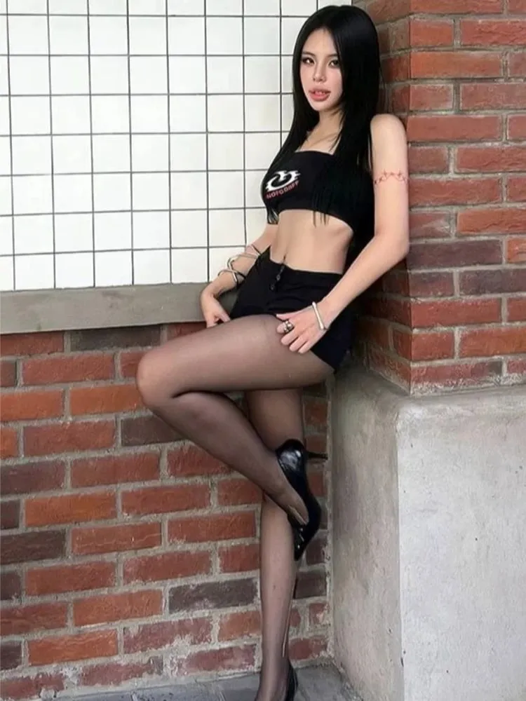 2026 Summer American Style New Spicy Girl Tight Top with Slanted Shoulder Printed Letters Street Style Exposed Navel Sports Vest