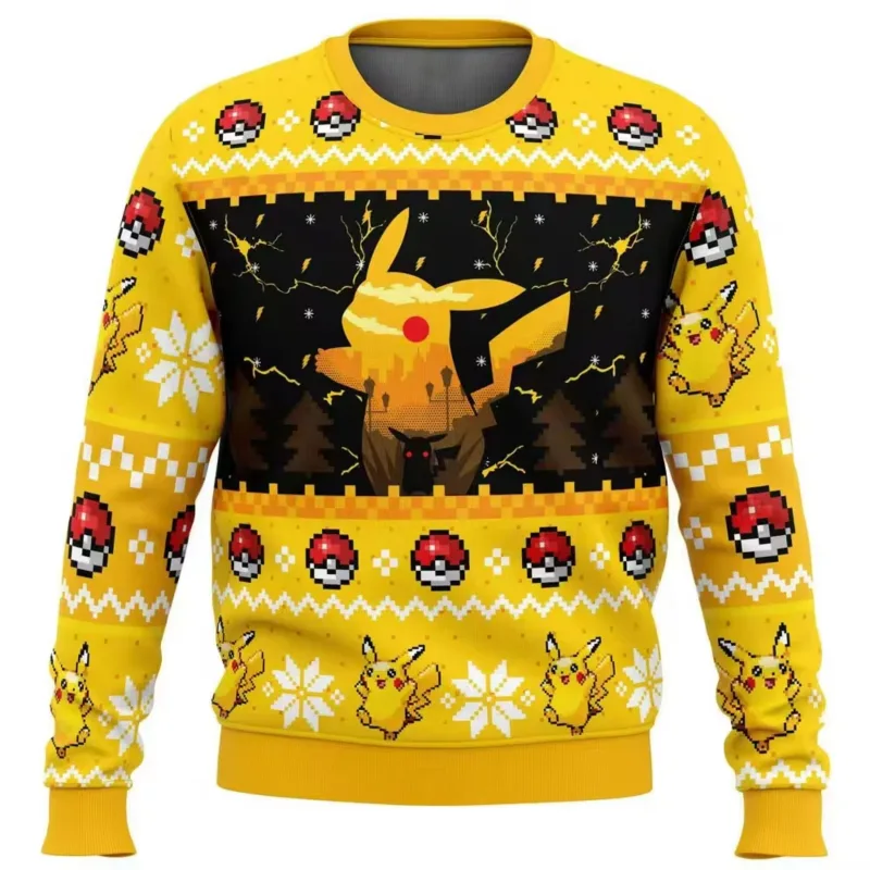 Sudadera con capucha de Pokémon Pikachu para hombre, ropa deportiva de dibujos animados de Anime, regalo de Navidad feo amarillo, moda para parejas, 2026