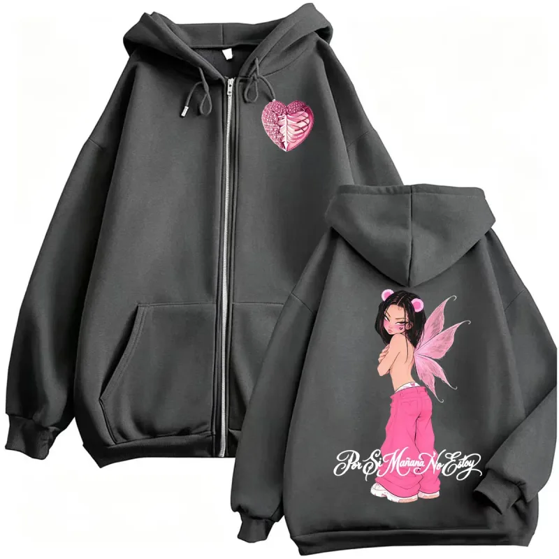 Rapper Omar Courtz Por Si Manana No Estoy Tour Album Zipper Hoodies Men's Clothing Fashion Casual Fleece Sweatshirt Jacket Coats