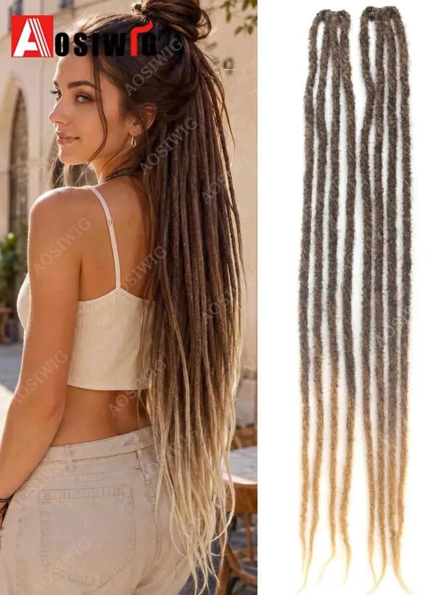 Long Dreadlocks Clip In Hair Extensions for Women Synthetic Braided Hairpieces Boho Faux Locs Hair Braids Festival Party Hair Ac
