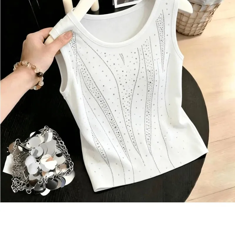 New Summer Slim Sleeveless Plus Size Street Casual Tanks Tops All-match Simplicity Fashion T Shirts Elegant Trend Women Clothing