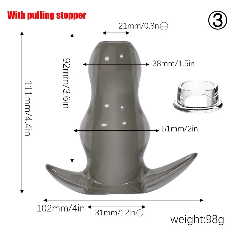 Purple TPE Hollow Tunnel Butt Plug Set - Graduated Open Anal Stretcher Plugs Flexible Sex Toy for Men & Women