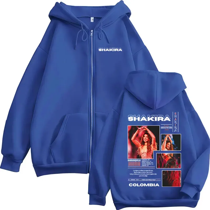 Shakira Las Mujeres Ya No Lloran Tour 2026 Zipper Hoodies Men Women Clothing Casual Long Sleeve Zip Up Sweatshirts Jackets Coat