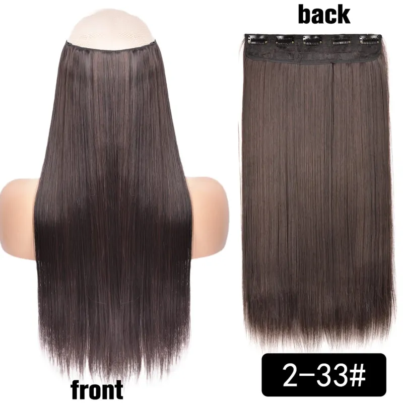 Longo reto encaracolado uma peça 5 clipes clip-in extensões 22 Polegada penteados resistentes ao calor cor mistura loira pedaço de cabelo para mulher