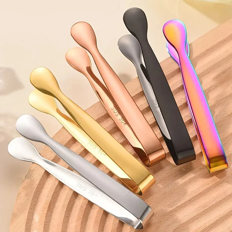 304 Stainless Steel Ice Tongs Sugar Cube Tongs Thickened 11cm Burr-free Food Tongs Towel Tongs Ice Tongs Ice Bucket Tongs