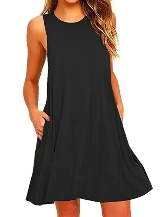 Vrouwen Zwart Wit Zomerjurk 2025 Polyester Korte Mouw O-hals Tops Casual Losse Jurk Vrouwelijke Straat Bohemian Jurk Vestidos