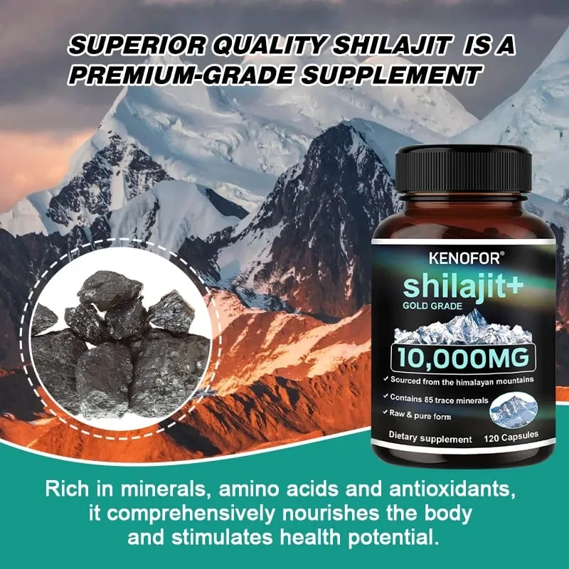 Himalayan Original and Pure Shilajit Capsules Rich in Natural Fulvic Acid and 85+ Trace Minerals Gluten Free Supplement
