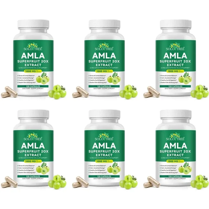 Amla Superfruit 20x Extract Capsules with Phyllanthus Emblica for Promotes Calm Energy Digestive Health Radiant Skin/Hair 120Ct