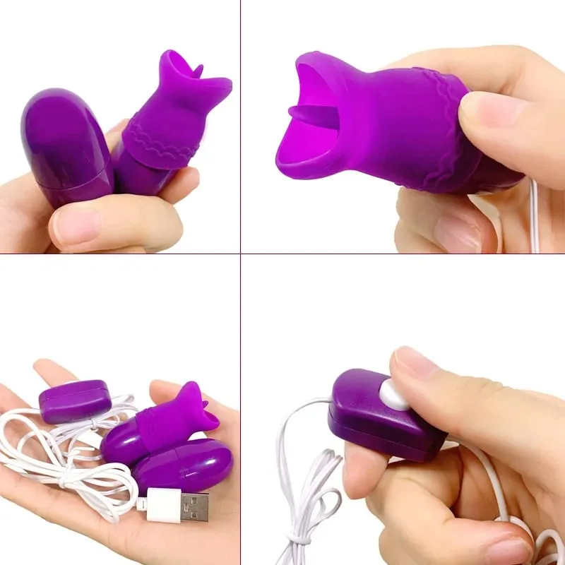 Two Balls Vibrator Tongue Licking Vibrating Jump Eggs Clitoris Stimulator Adult Product Sex Toys For Women Female Masturbation