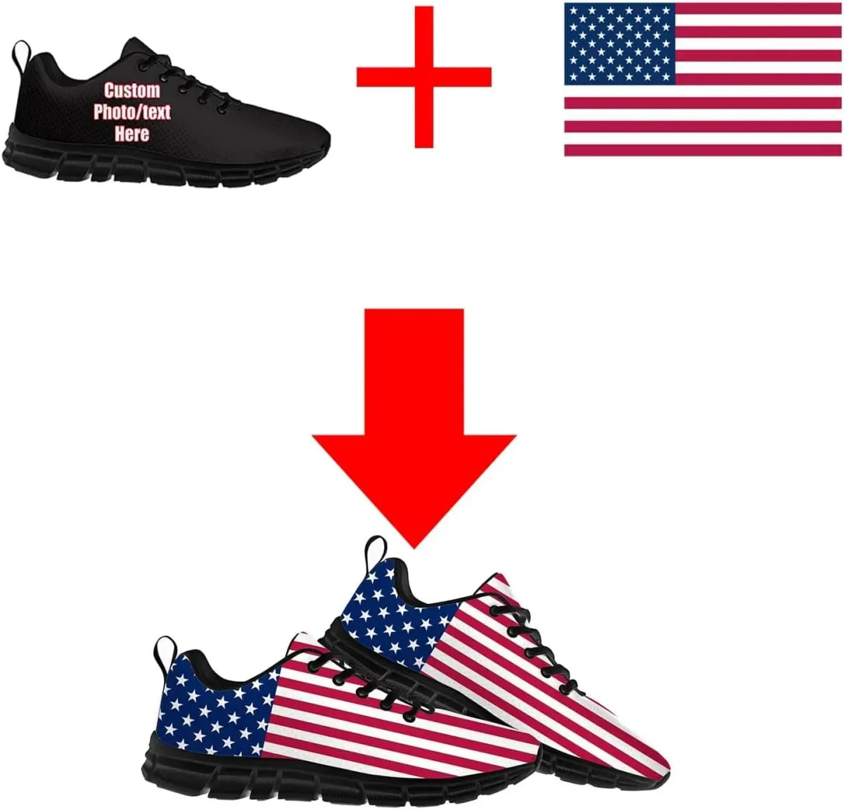 Custom Sneakers Mens Womans Sports Shoes Personalized Design Photo Text Logo Name Footwear Lightweight Lace Up Unisex Gift
