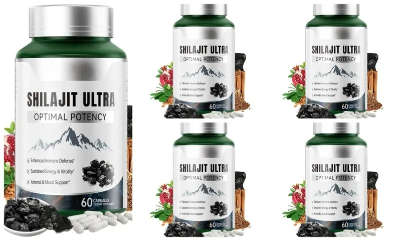 Shilajit Ultra con L-Arginina per energia naturale e vitalità 60 capsule Integratore antiossidante per resistenza e resistenza non OGM