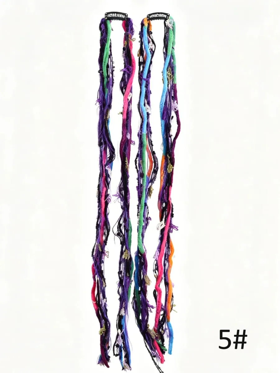 Colorful Hand Woven Braiding Extensions Hair Clip In Synthetic Wig Dreadlock Hair Pieces Hair Accessories for Women Daily Party