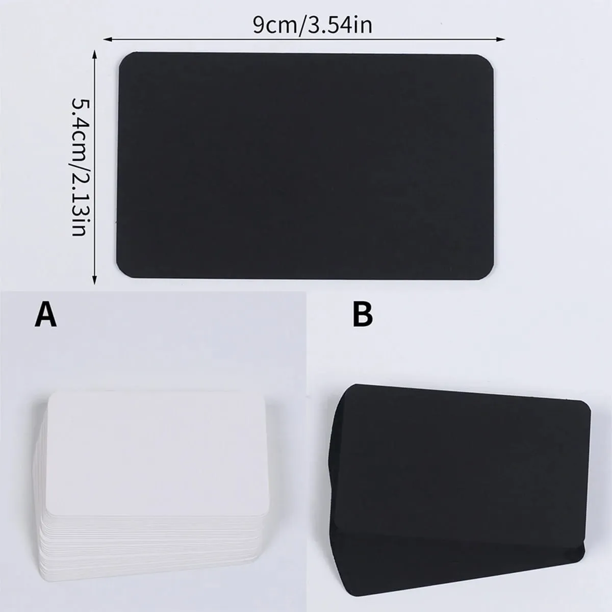 100Pcs Blank Cards 9x5.5cm Thick Cardstock Business Gift Cards Message Note Cards School Supplies White Black