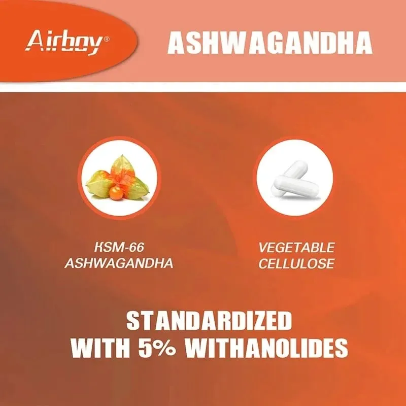 Organic Ashwagandha KSM-66 Capsules for Stress Relief Focus Brain Energy Support Sleep Health Supplement