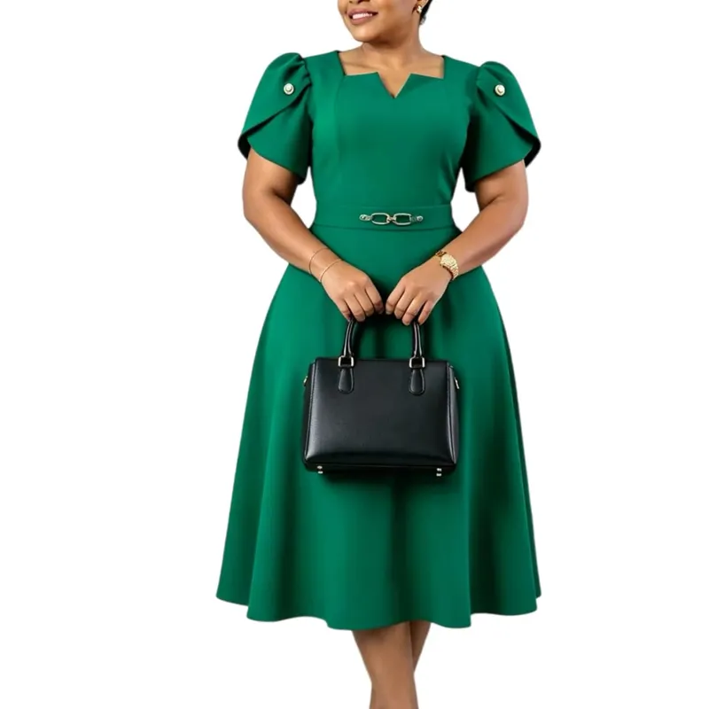 2026 Women's High Waist Elegant Large Size Dress Summer Fashion Casual Elegant Dresses for plus Size Women