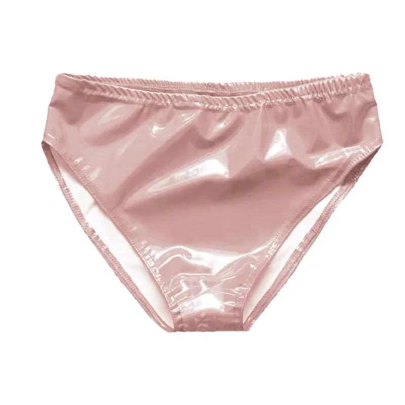 男士性感乳膠光面內褲內衣 Pvc 皮革內褲女式漆皮情趣內衣丁字褲娘娘腔內褲