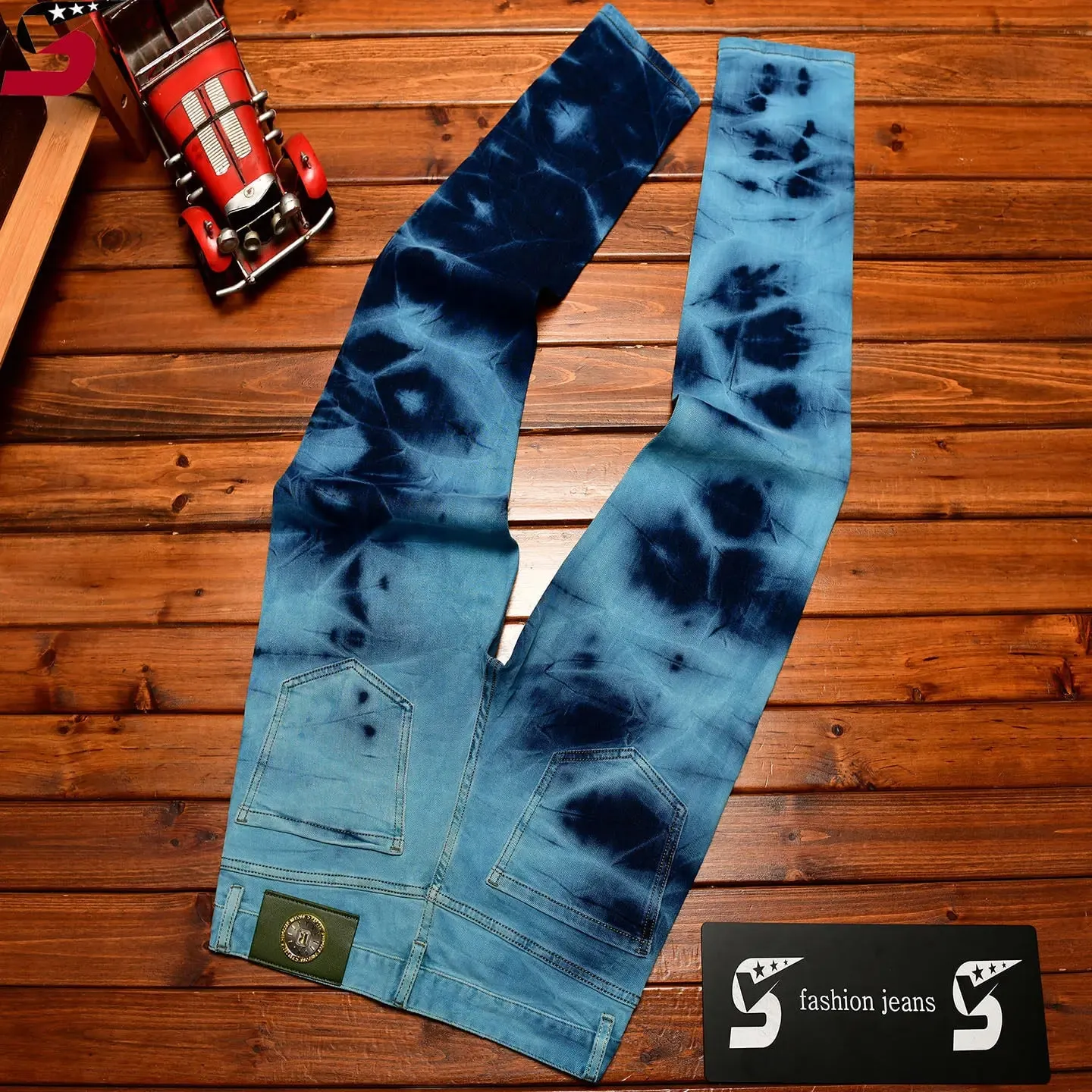 Retro Blue Black Ripped Jeans High Street Korean Version Trousers Y2k Baggy Pants Stacked Jeans Mens Cargo Pants