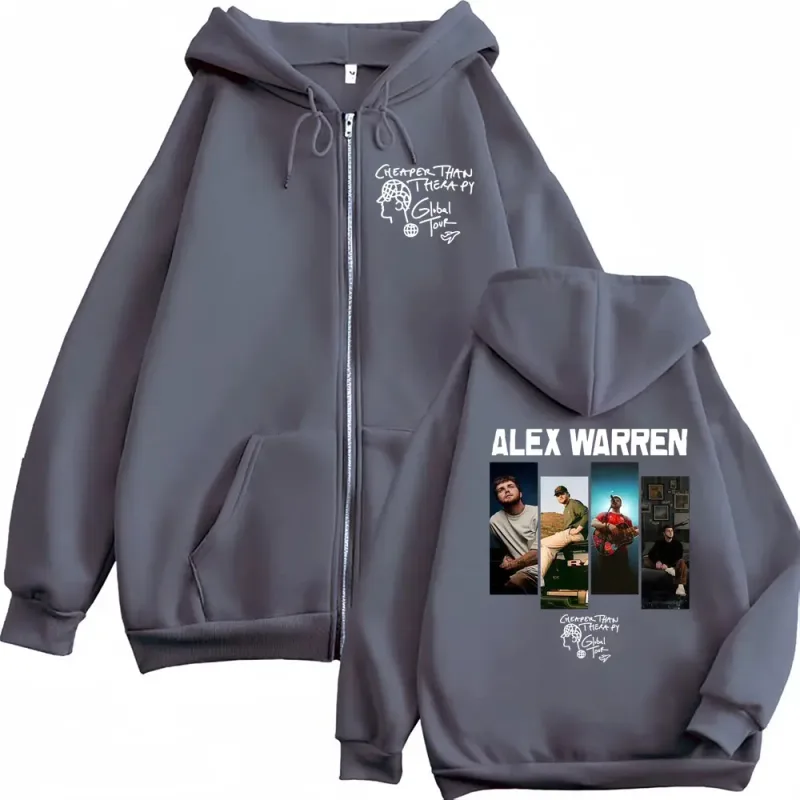 Alex Warren Live Tour 2026 Album Cover Hoodie Men Women Vintage Zipper Hoodies Oversized Comfort Zip Up Sweatshirts Coats Jacket