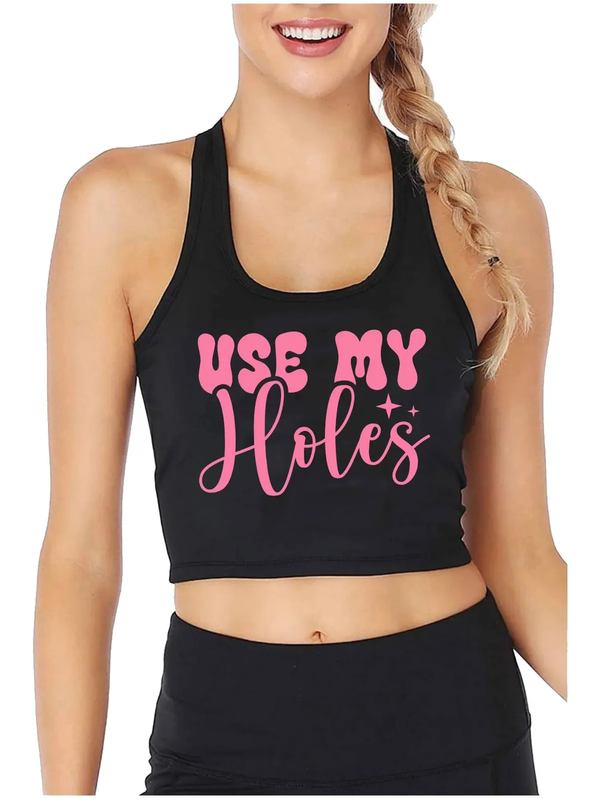 Use My Helos Design Cotton Sexy Fit Crop Top Adult Humor Dirty Flirting Style Tank Top Swinger Playful Sports Camisole