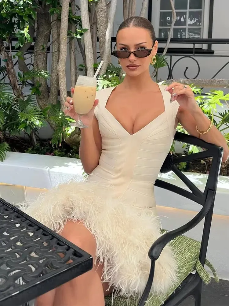 Solid Sleeveless Patchwork Dress Women Chic V-neck High Waist Bodycon Mini Dresses 2026 Lady Evening Party Elegant Vestidos New