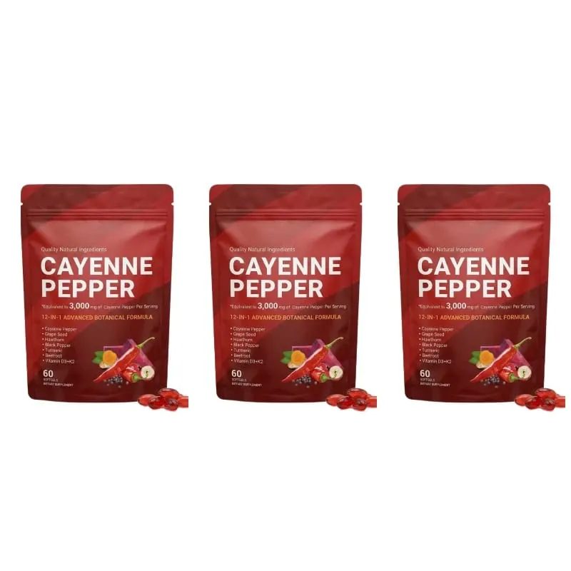 Cayenne Pepper Softgels Supplement with Grape Seed Beetroot Turmeric Vitamins D3 K2 Herbal Supports Leg Vein Blood Vessel Health
