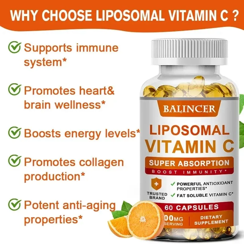 Liposomal Vitamin C 1500mg High Absorption Vitamin C Immune System & Collagen High Potency Fat Soluble Ascorbic Acid Supplement