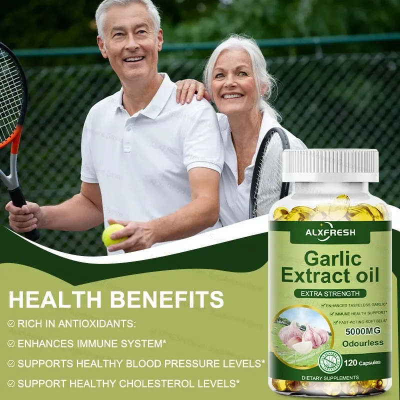 Garlic Oil Capsules Supplement for Balance Cholesterol Levels Support Heart and Cardiovascular Health Organic Non-GMO
