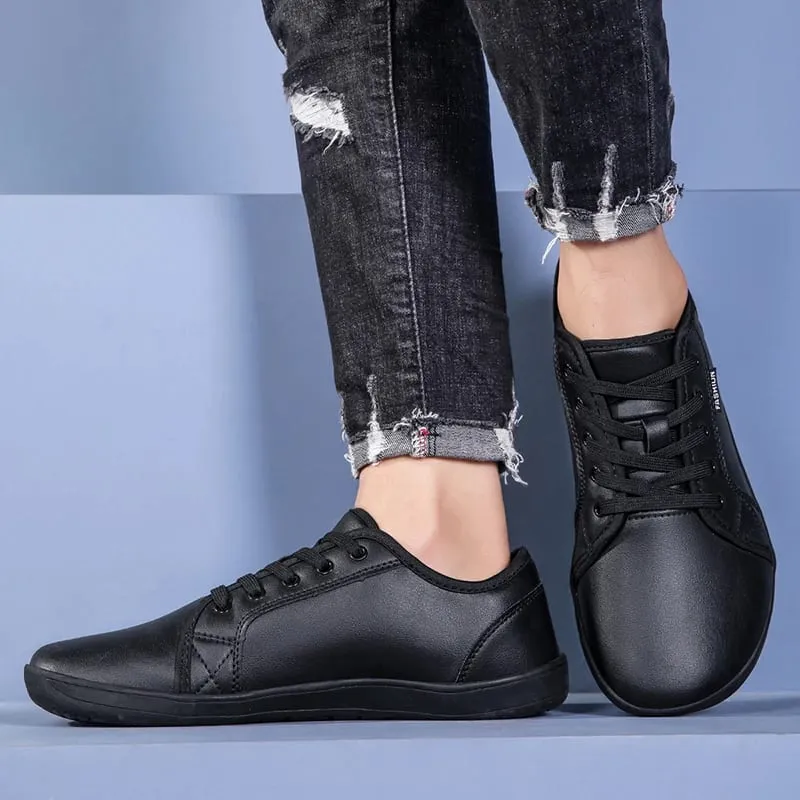 Oiaano Wide Toe Men Minimalist Shoes Comfortable Sneakers Leather Casual Shoes Black Slip On Leisure Loafers Drive Office