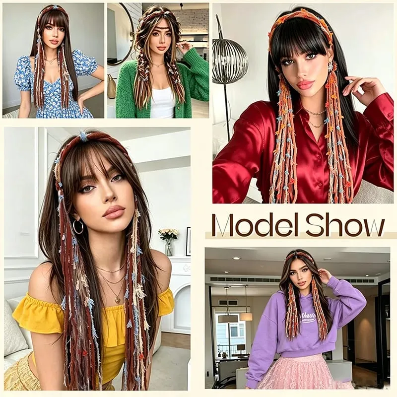 Synthetic Plush Maillard Colored Long Tassel Headband Bohemian Hair Accessory Suitable for Women's Parties