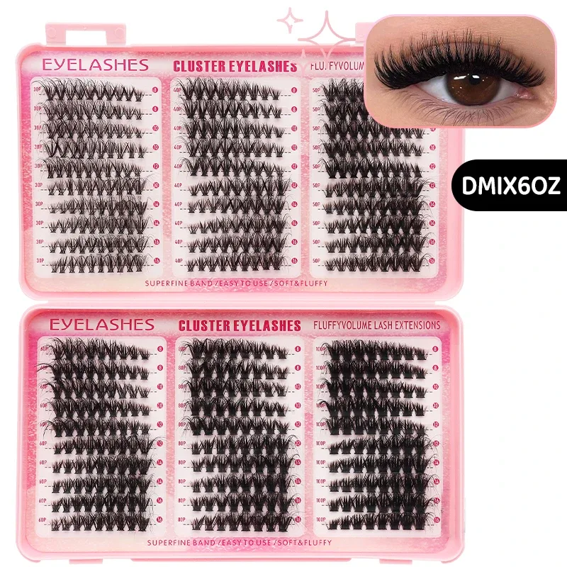 DIY Manga Spiky Cluster Lash Extensions Natural Mega Volume Individual Pre-Cut Segmented Lashes for At-Home Eye Makeup