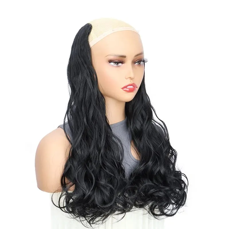 20Inch Synthetic Long Curly Wavy Hair Extension Fluffy Increase Volume Extension Hairpiece for Women Daily Use