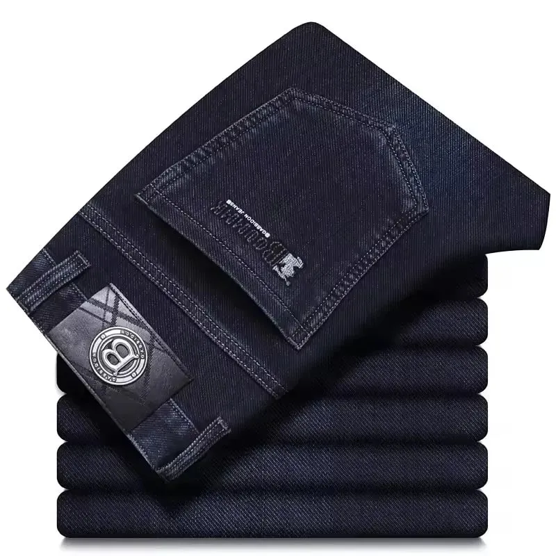 Jeans Lurus Pria Kualitas Tinggi Ringan Mewah Bordir Kasual Serbaguna Fashion Pelangsing Gaya Siluet Halus — image 2