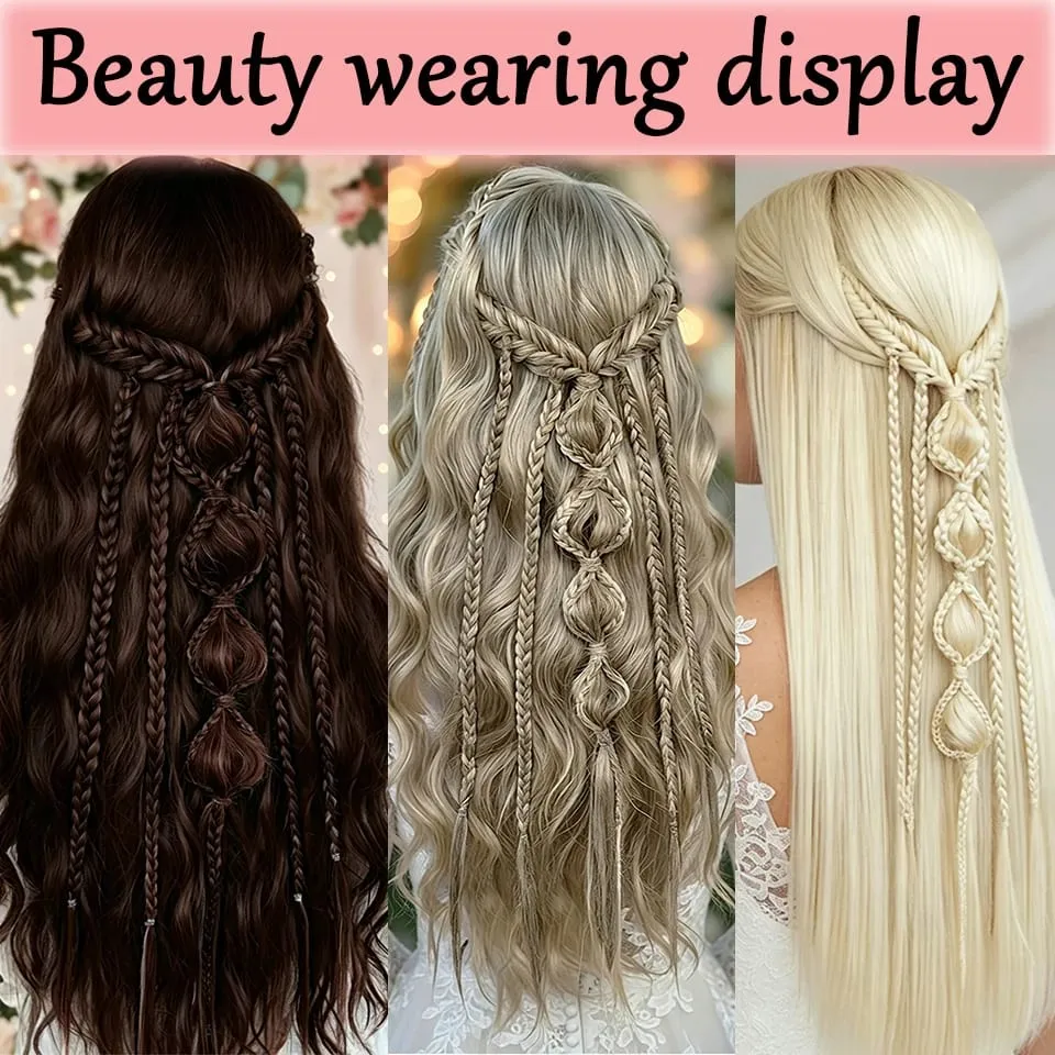 Synthetic Long Twist Braid Bubble Ponytail Extensions With U-shaped BB Clip 24 Inch Braided Wig Extensions For Women Daily Party — image 7