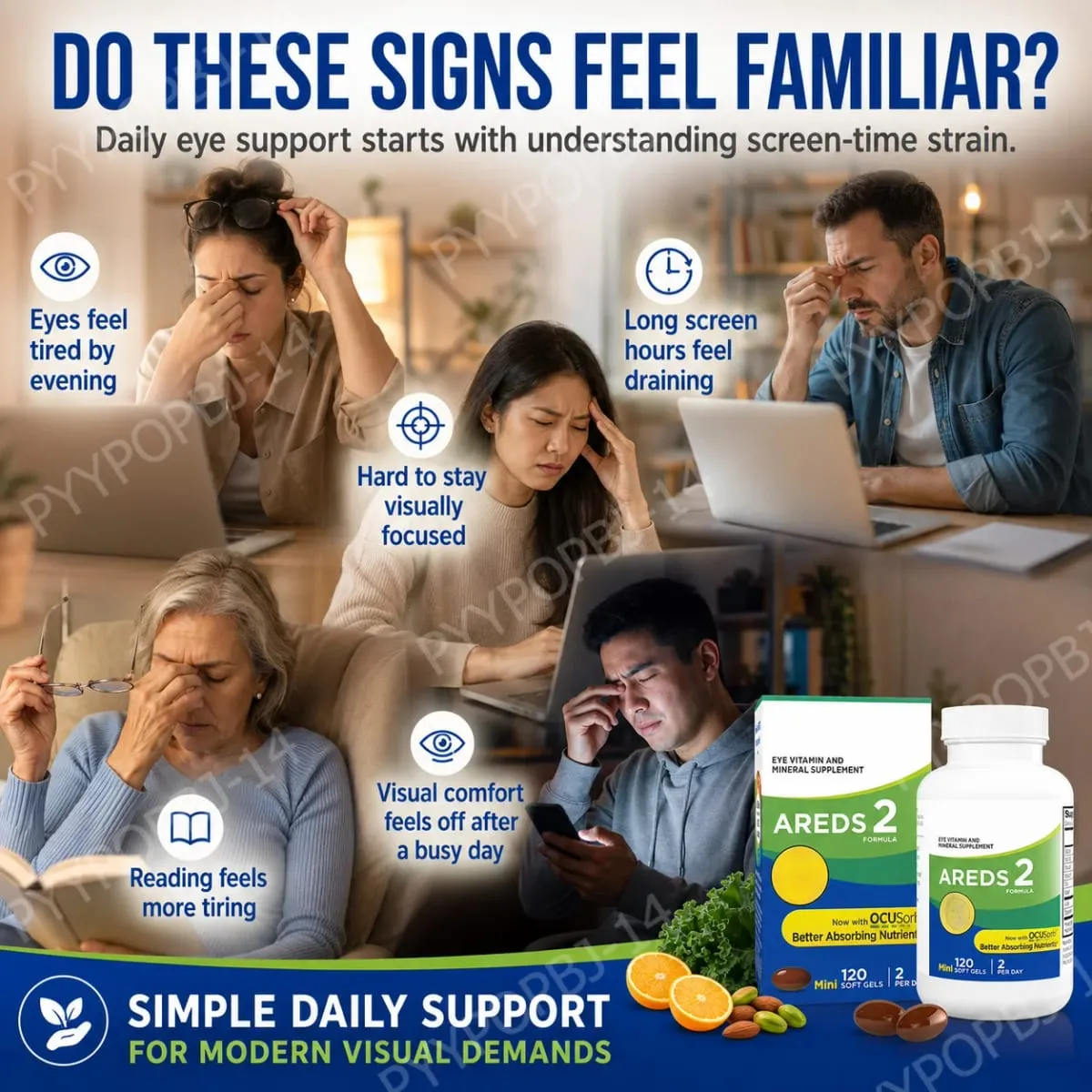 2 Eye Vitamin And Mineral Supplement with OCUSorb Lutein Zeaxanthin Antioxidants 120 Capsules for Vision Health
