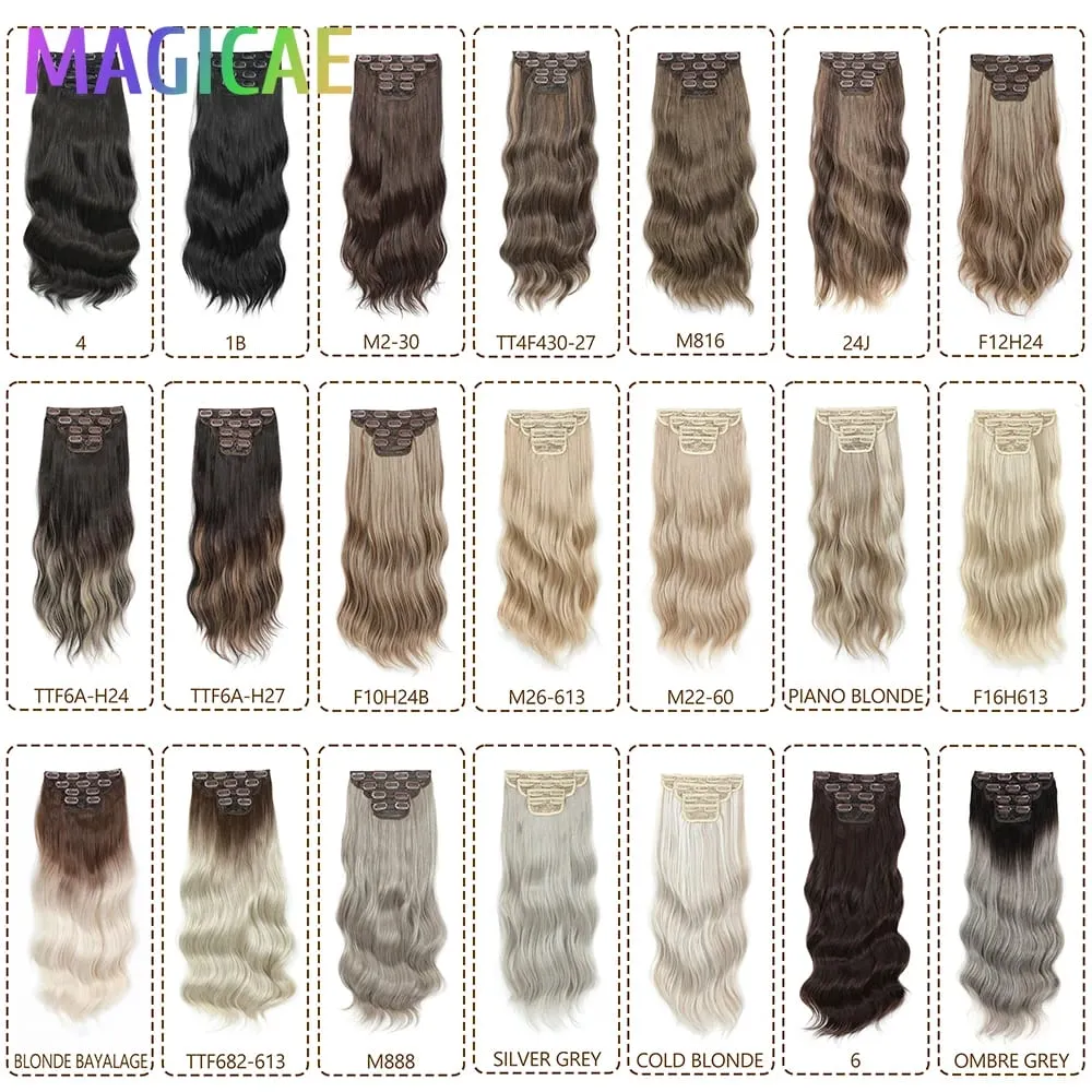 24Inch Clips Body Wave Bundle Ombre Grey Blonde P27/613 4Pcs/Lot Clip In 220g Ombre Brown 6# High Temperature Bio Synthetic Hair