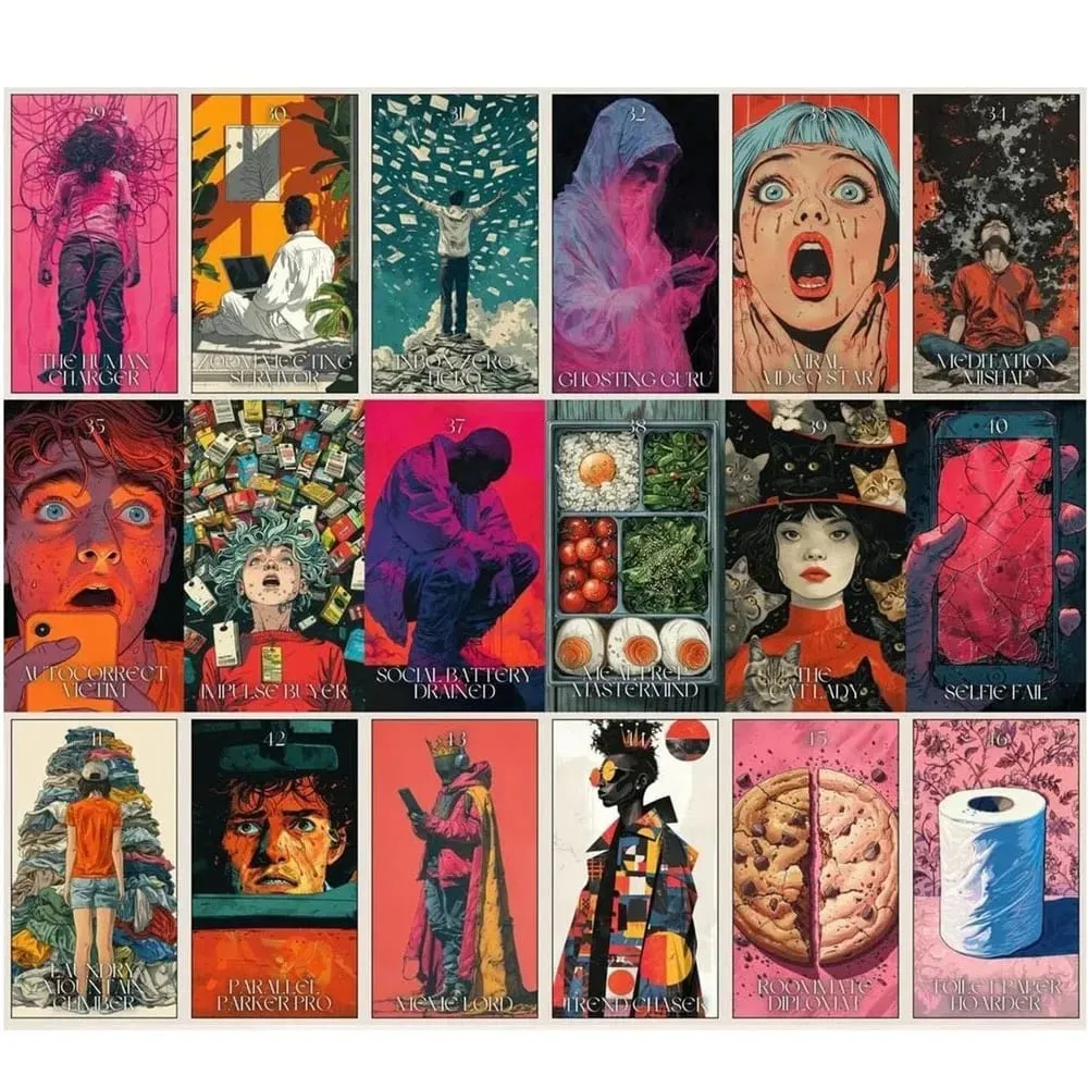 Modern Life Oracle Cards Set 13x8cm 47 Practical Wisdom Cards for Daily Chaos Management Humorous Insightful Card Deck