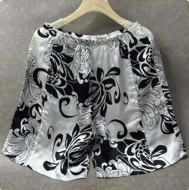 100% Mulberry Silk Men Boxer Underwear Couple Rubber Band Thin Short Home Pants Promotion Woman Can Wear