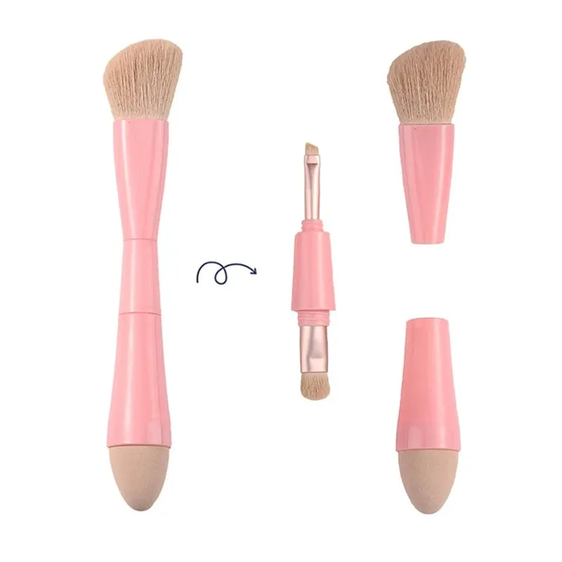 【B】1PC 4 In 1 Travel Portable Multitasker Beauty Tools Makeup Brushes Detachable Makeup Brush Set Make Up Brushes