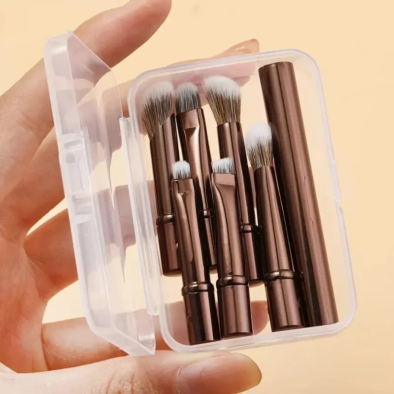 6 peças preto portátil maquiagem escova substituição cabeça conjunto nariz sombra escova conjunto de viagem