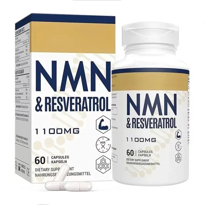 NMN & Resveratrol Supplement – 1100mg Capsules for Cellular Health DNA & Telomere Support with Black Pepper Extract – 60 Ct