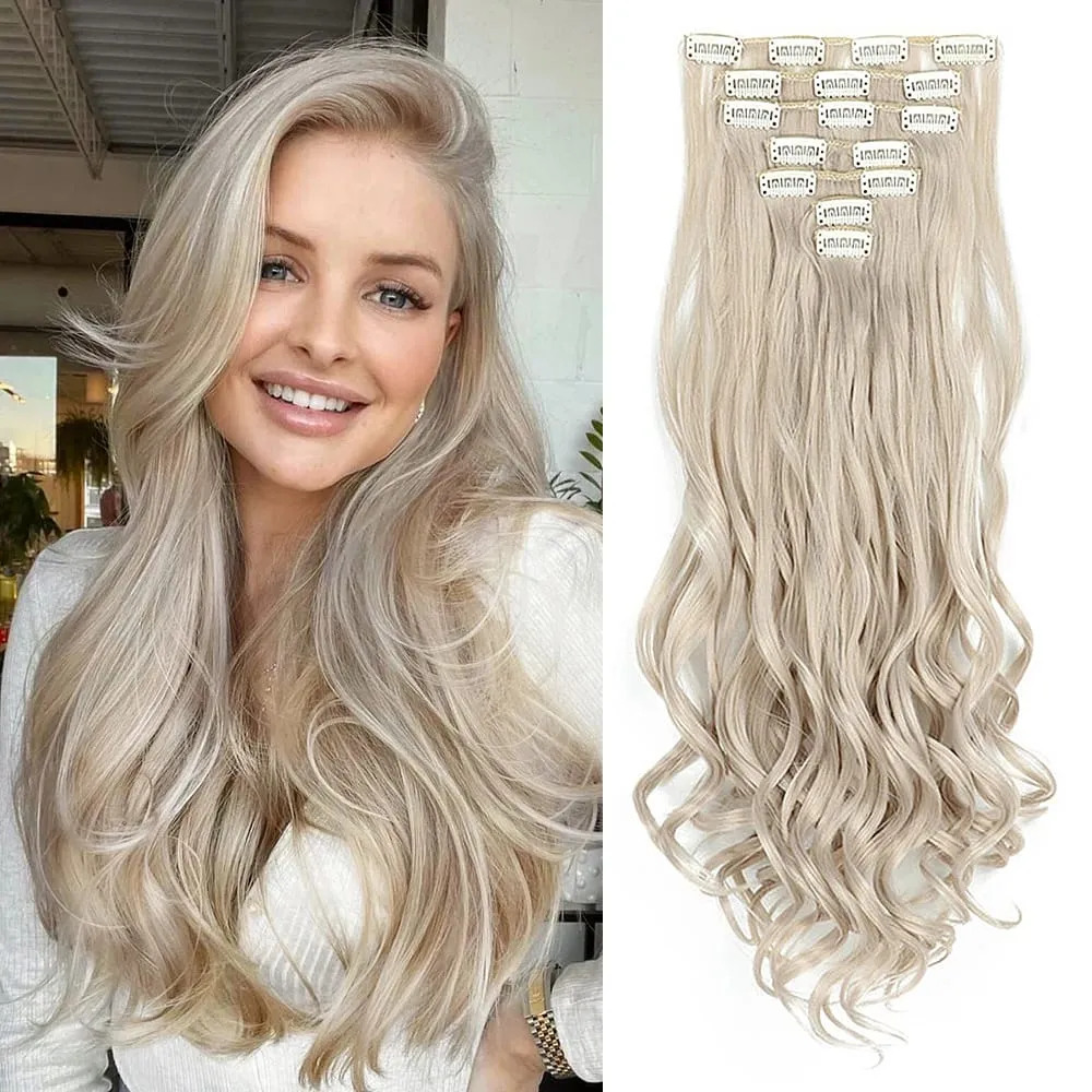 Synthetic Clip in Hair Extensions Purple hairpieces 7pcs/set 22inch Thick Hair for Women Girls Daily Party Cosplay