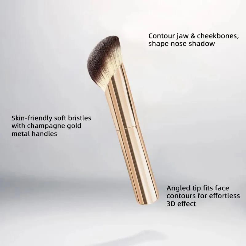 5 In 1 Travel Makeup Brush Set Soft Synthetic Bristles Face Eye Blush Shadow Brushes Portable Leather Pouch Gift Ready Cosmetic