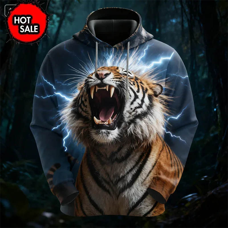 Fashion Animal Tiger Wolf 3D Printed Hoodies For Man Women Hooded Oversized New In Jackets Sweatshirts Man Tracksuit Coat Tops