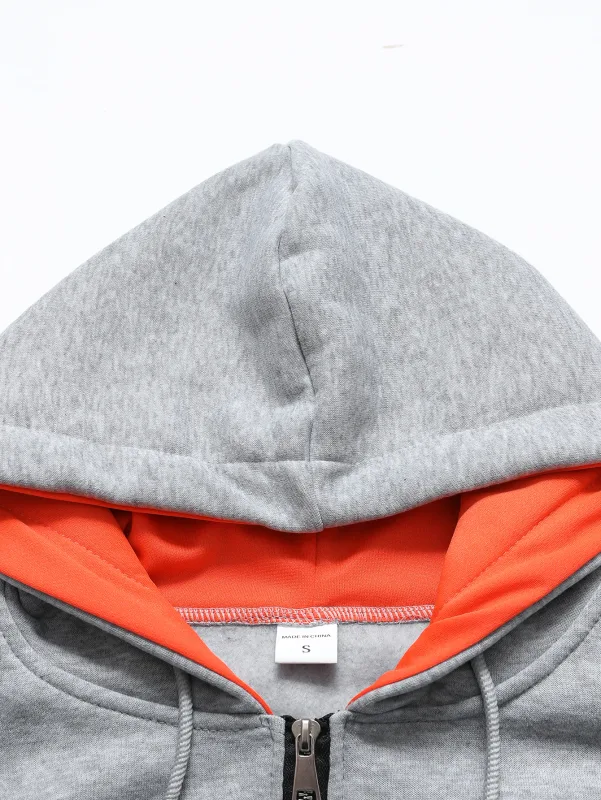 Spring Autumn New Men's Multi Pocket Hoodie with Velvet Casual Zipper Hoodie Fashion Sports Street Top Jacket for Men