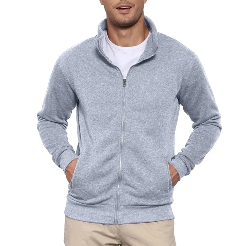 Autumn Men's Sweatshirts Jacket Man Without Hood Zip Coats Outdoor Sport Lightweight Long Sleeve Streetwear Slim Fit Cardigan