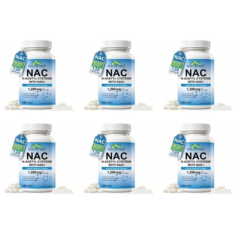 كبسولات NAC N-Acetyl Cysteine ​​1200mg NAD+ للمناعة الخلوية ومضادات الأكسدة لدعم الطاقة للبالغين، 120 قطعة